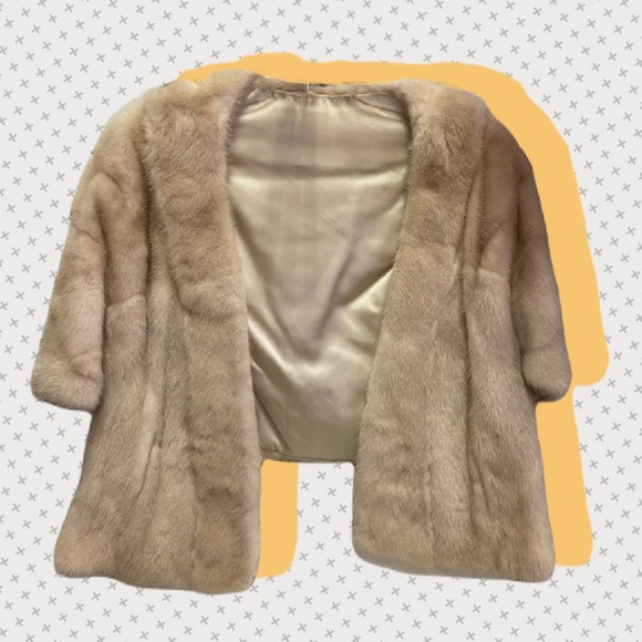 Vintage pearl | Champagne | mink Fur coat | shawl stole wrap jacket - Picture 2 of 7